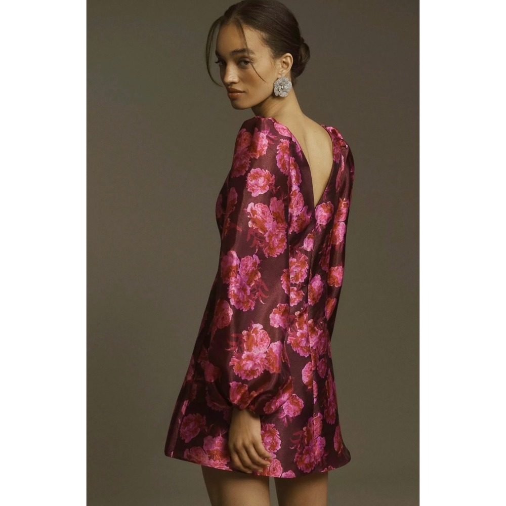 NWT!! Anthropologie BHLDN Aliana V Neck Floral Organza Mini Dress Large - Picture 9 of 16
